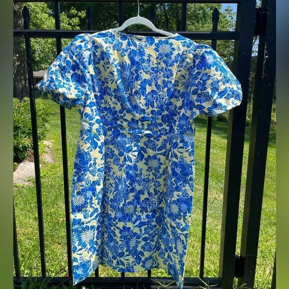 J Crew Button Front Puff Sleeve Blue Floral Twill Mini Dress NWT - Picture 9 of 9